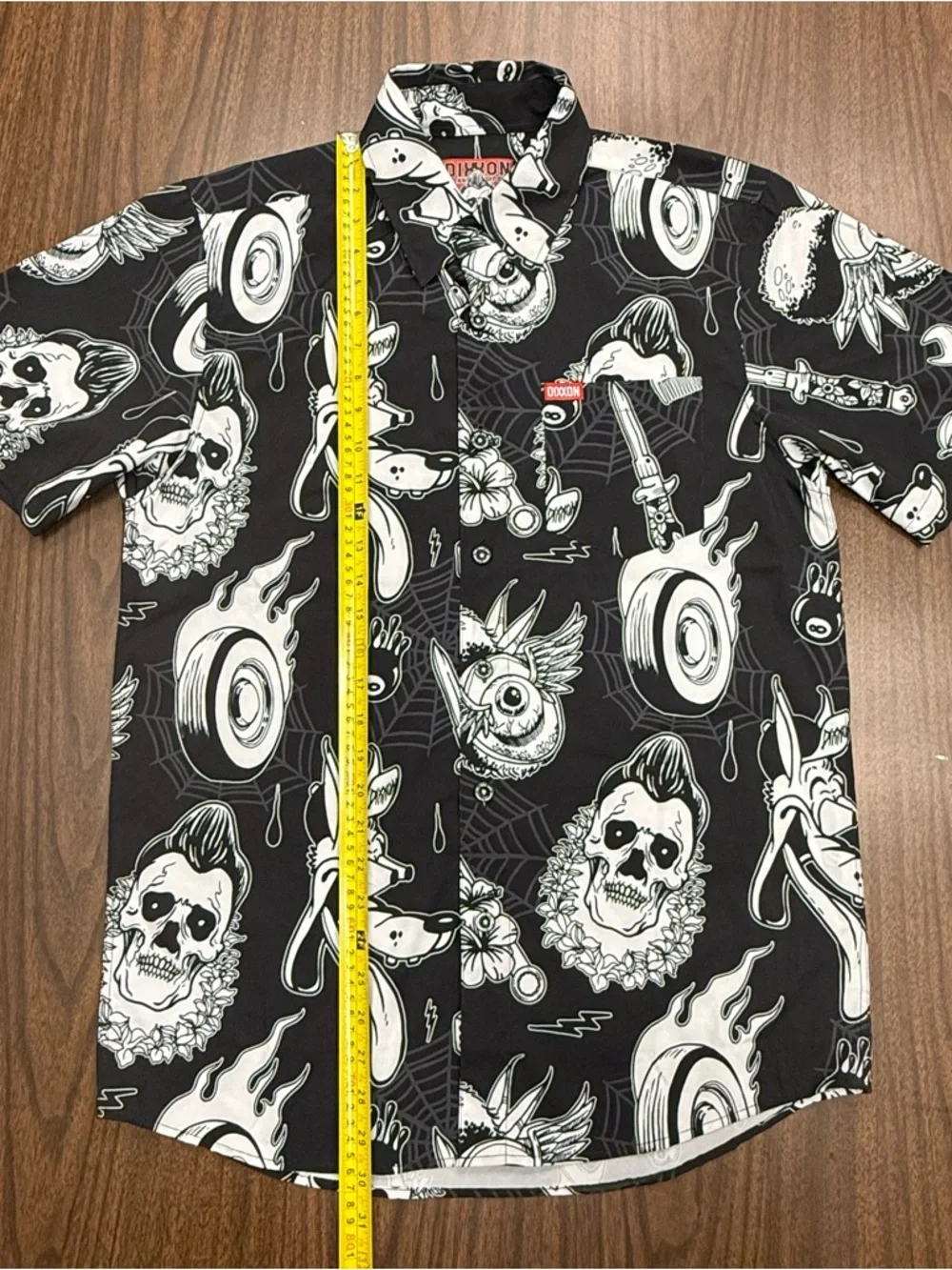 DIXXON “Rat Rod” Black & White Graphic Button-Down Shirt - Picture 6 of 8